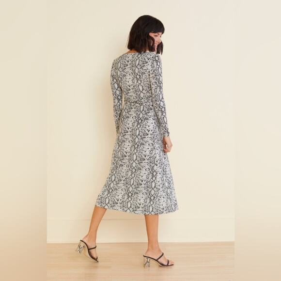 Good American White Black Gray Python Snake Jersey Knit Wrap Midi Dress 0 XS new - Picture 11 of 15